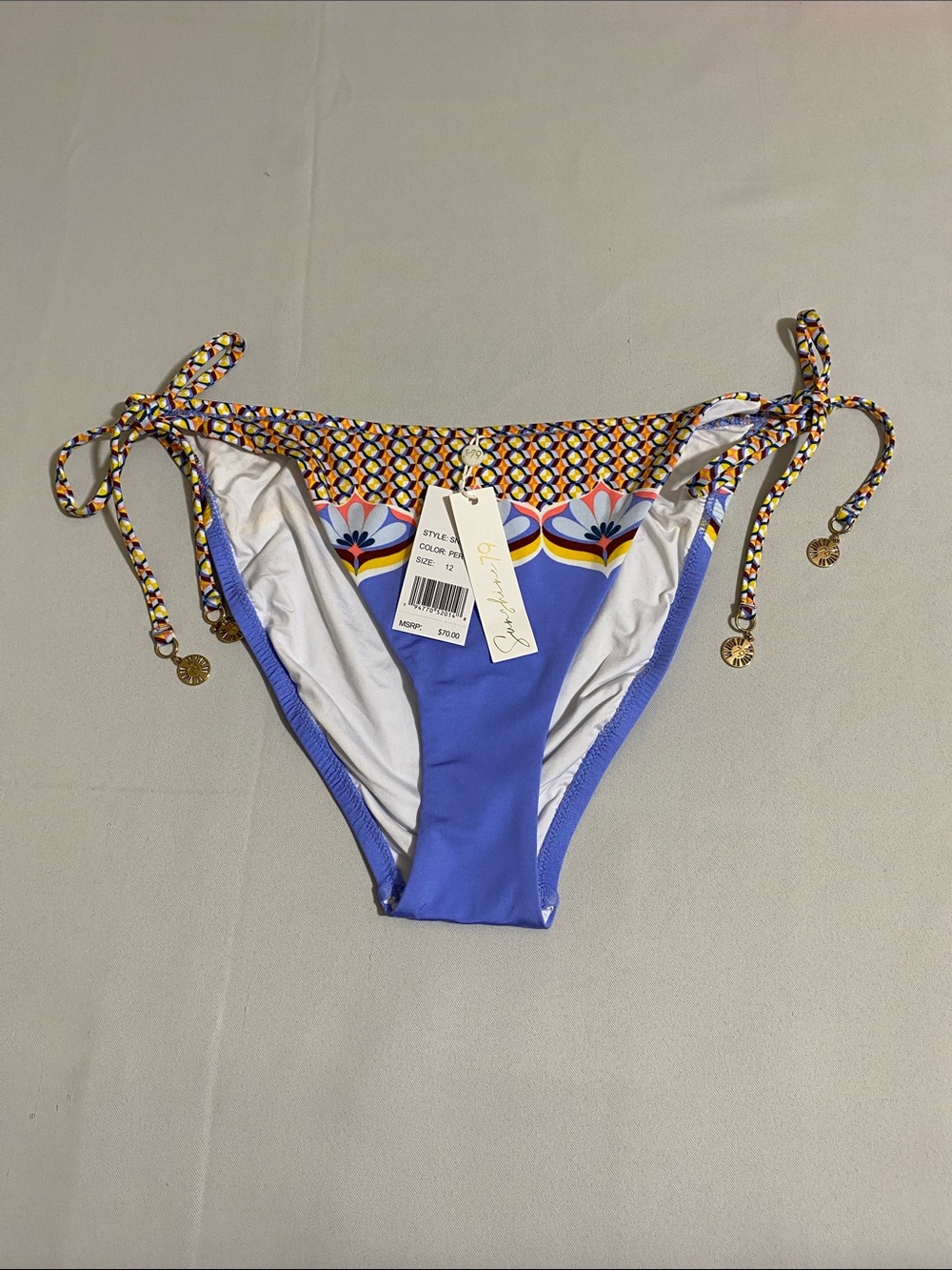 SUNSHINE 79 Floral-print Side-tie String Bikini Size 12